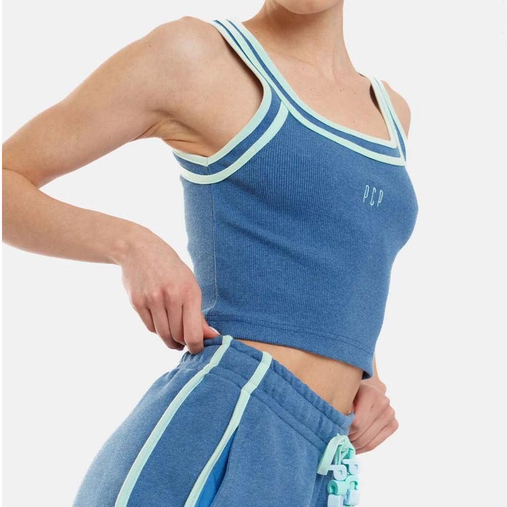 PCP Niki Rib Top Γυναικεία Αμάνικη Crop Μπλούζα - 3